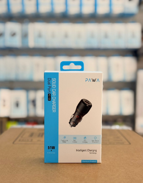 Solid Car Charger Dual Port PD+QC Includes Braided USB-C to USB-C Cable 60W