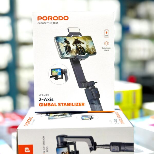 Porodo 2-Axis Gimbal Stabilizer – Handheld Smartphone Stabilizer for Smooth Video Recording