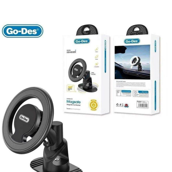 Go-Des 2-in-1 Magnetic Car Phone Holder – Dashboard & Air Vent Mount, MagSafe Compatible, 360° Rotation