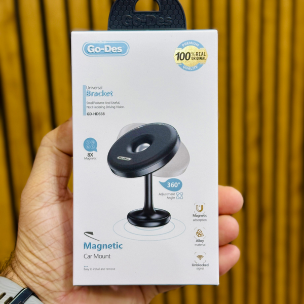 Go-Des Universal Magnetic Car Mount Phone Holder with 360° Rotation & Anti-Slip Pad – Compact Design