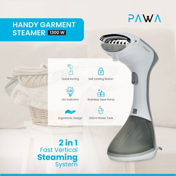 PAWA Handy Garment Steamer 1300W – 2 in 1 Fast Vertical Clothes Steamer Portable