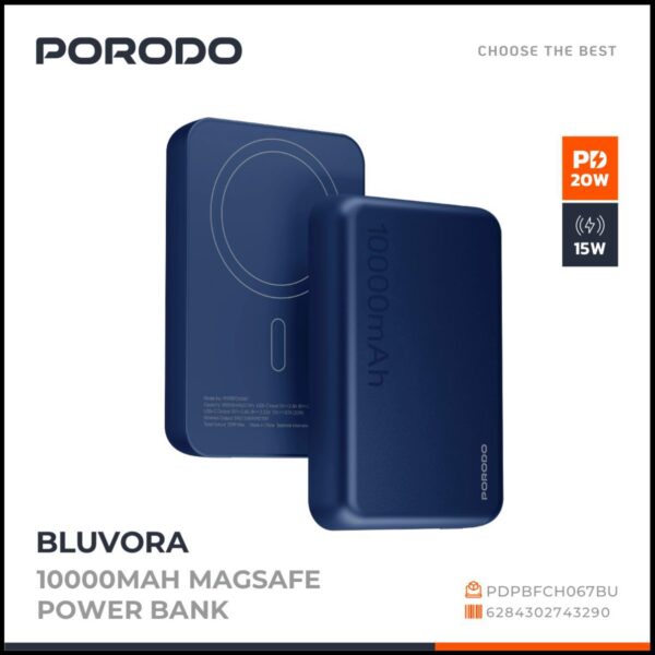 Porodo Bluvora 10000mAh Magsafe Power Bank-Blue