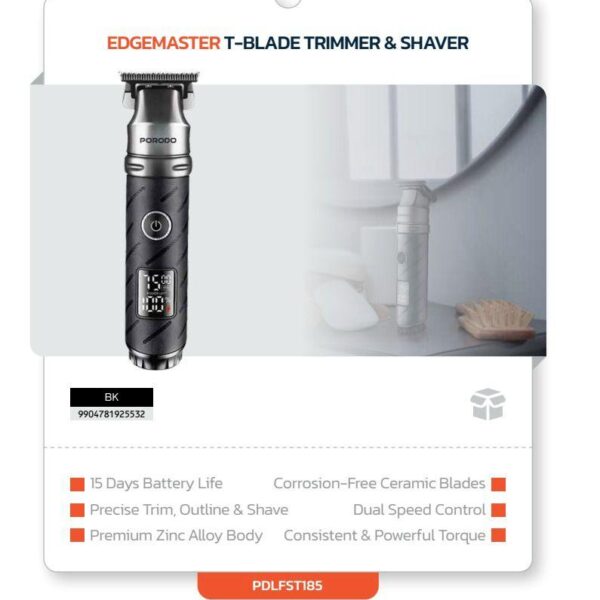 Porodo Lifestyle Multi-Purpose Trio Grooming Kit – Complete Hair, Beard & Body Trimmer Set (Black)