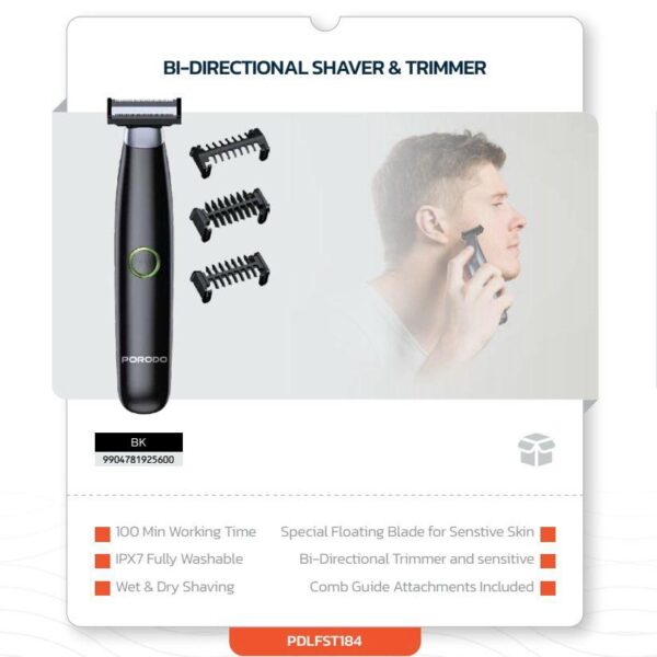HTC GT-288 Waterproof Rechargeable Electric Shaver – One Blade Face & Body Trimmer for Men