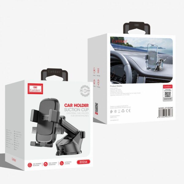 Suction Cup Windshield Car Phone Holder – Modern Design, Black