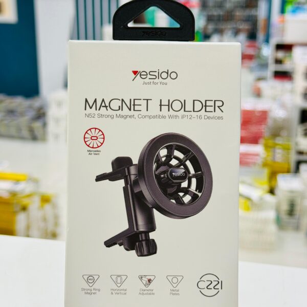 YESIDO C221 Magnetic Car Phone Holder – Universal Mount, Strong Magnet, 360° Rotation