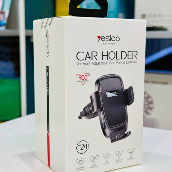 YESIDO C241 Car Air Outlet Phone Holder – Rotatable Ball Head, Universal Clamp (4.7–7.2 Inch)
