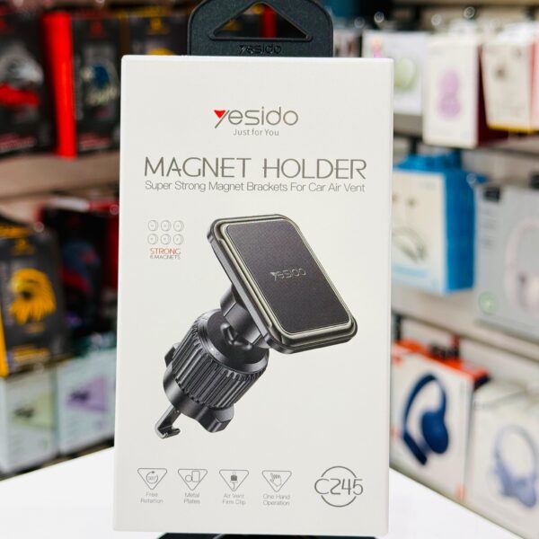 YESIDO C204 Magnetic Car Phone Holder – Universal Mount, Strong Magnet, 360° Rotation