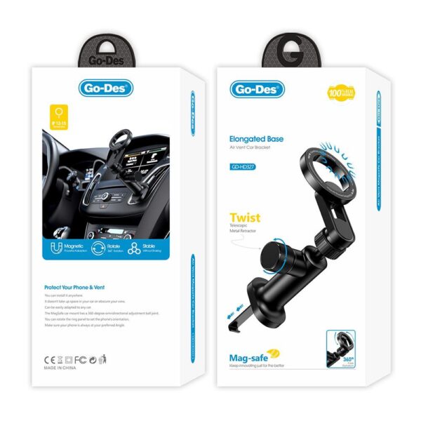 Go-Des MagSafe Air Vent Car Bracket – 360° Adjustable Telescopic Mount for iPhone